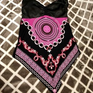 Sexy & fun VENUS black bandana halter top